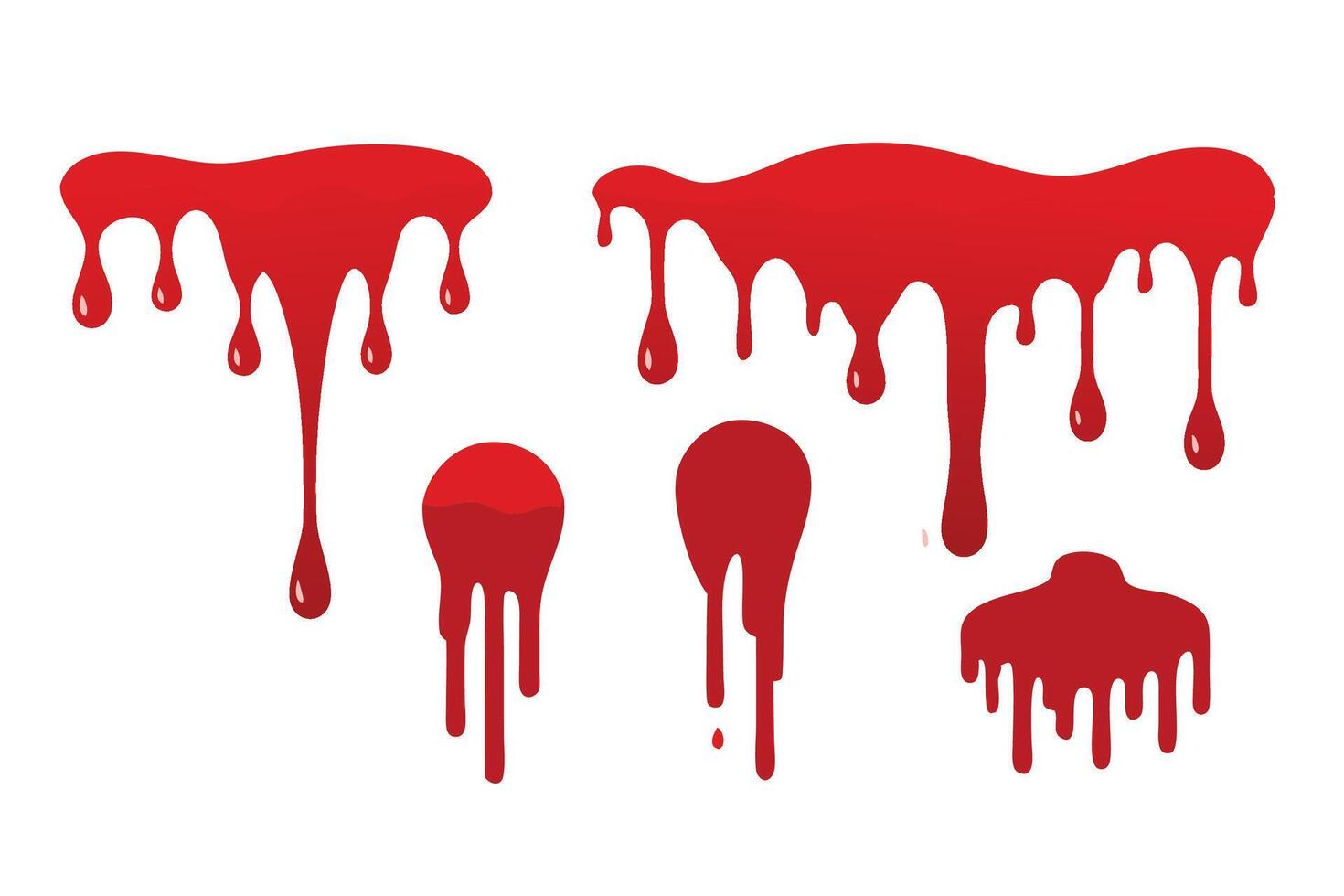 Blood red liquid drips slowly illustration set on white background vector