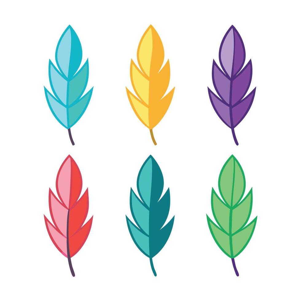 Feather concept colorful linear icons. color offset line icons flat color outline sign collection set. vector