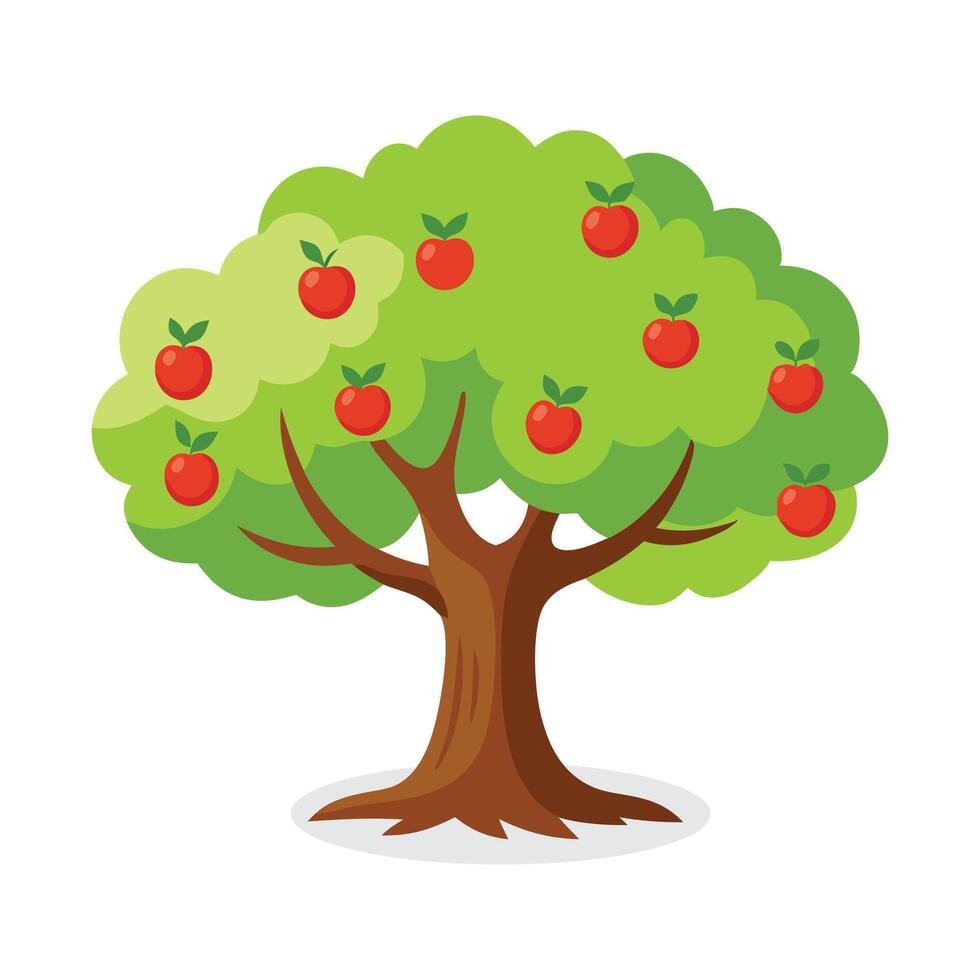 Apple tree flat illustration on white background vector