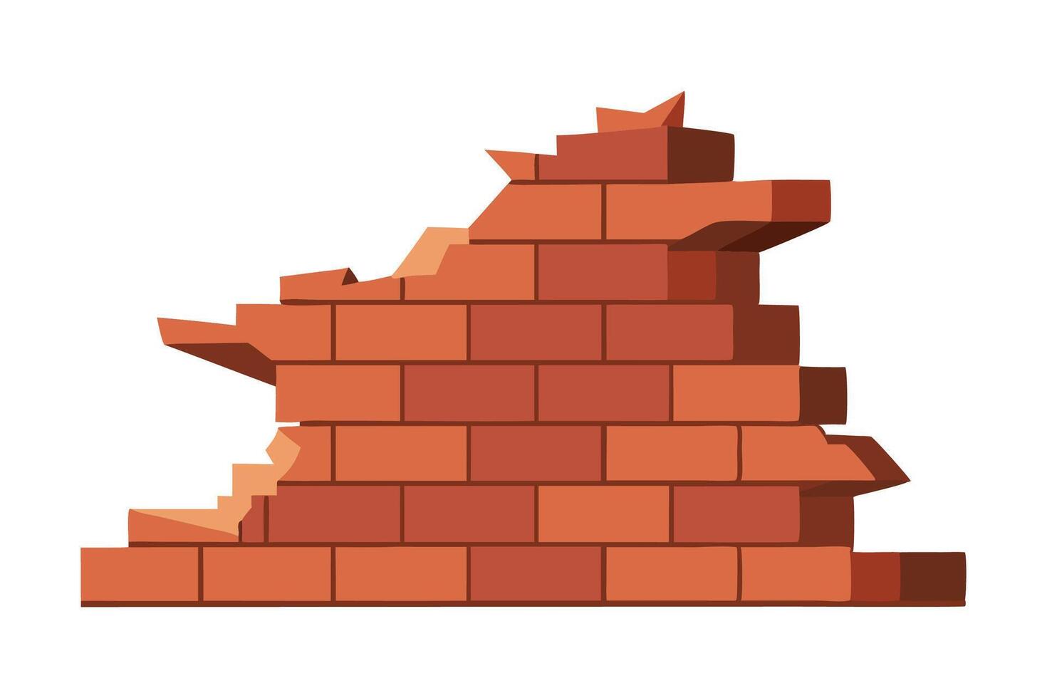 Destroyed brick wall flat illustration on white background vector