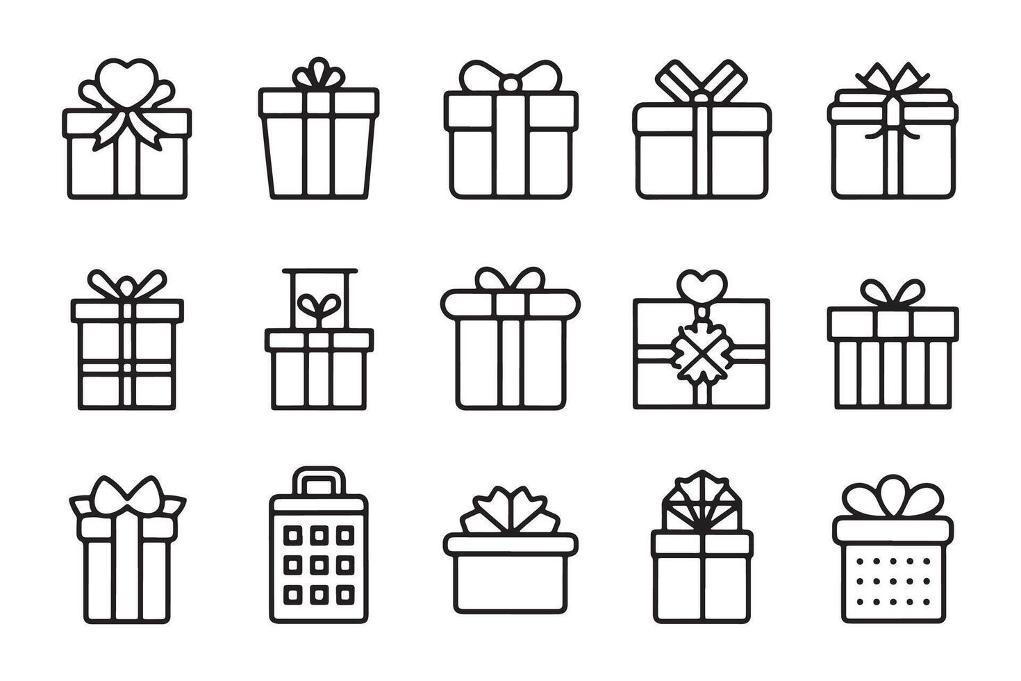 Open gift related icons set isolated on white background flat illustration vector