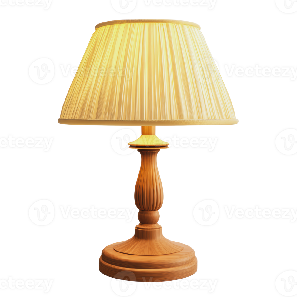 Soft light from a wooden table lamp at night png