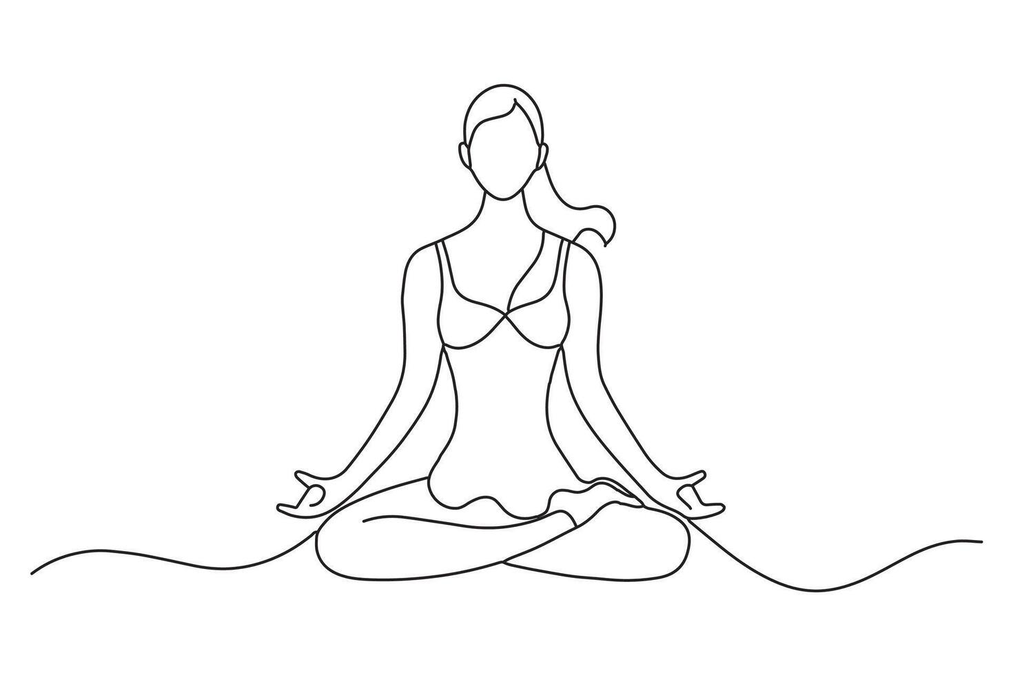 Woman practicing yoga One line continuous line art illustration on white background vector