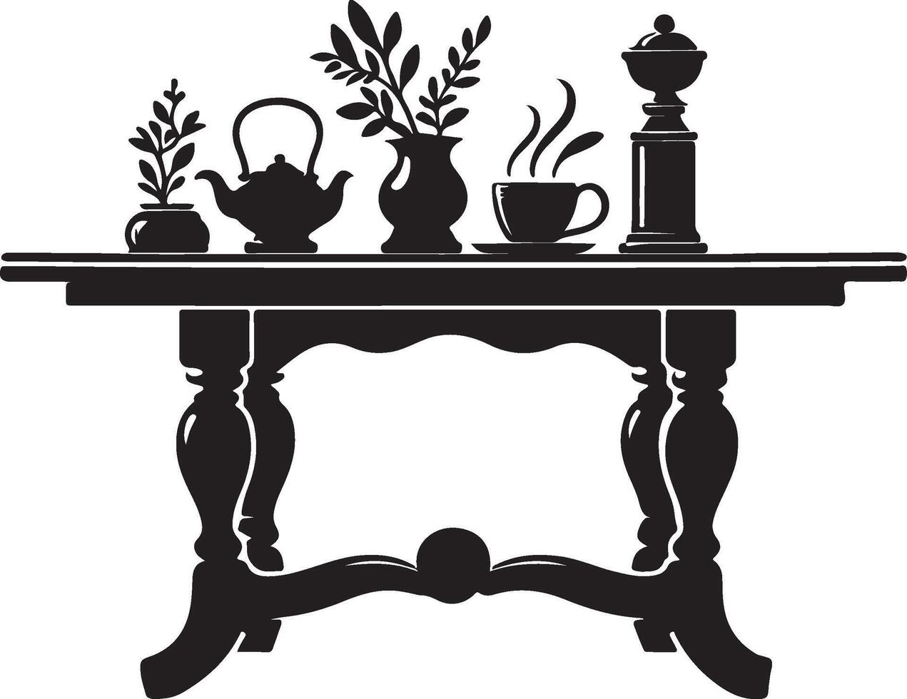 Dining table silhouette illustration , dinner vector