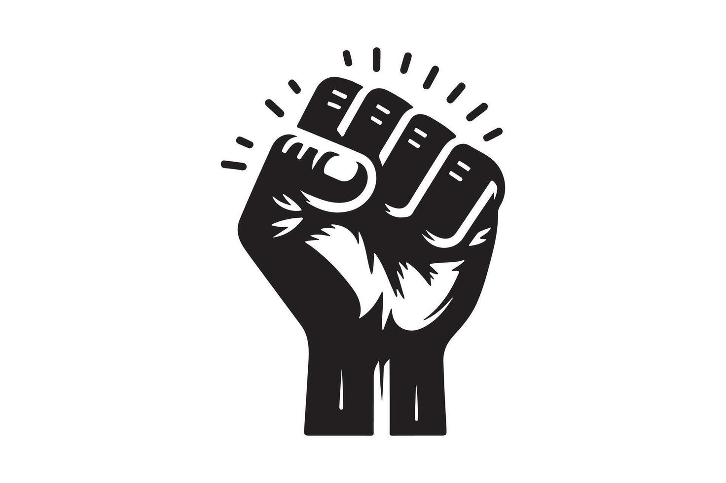 illustration of the iconic protester raised fist isolated on white background - graphic style silhouette vector