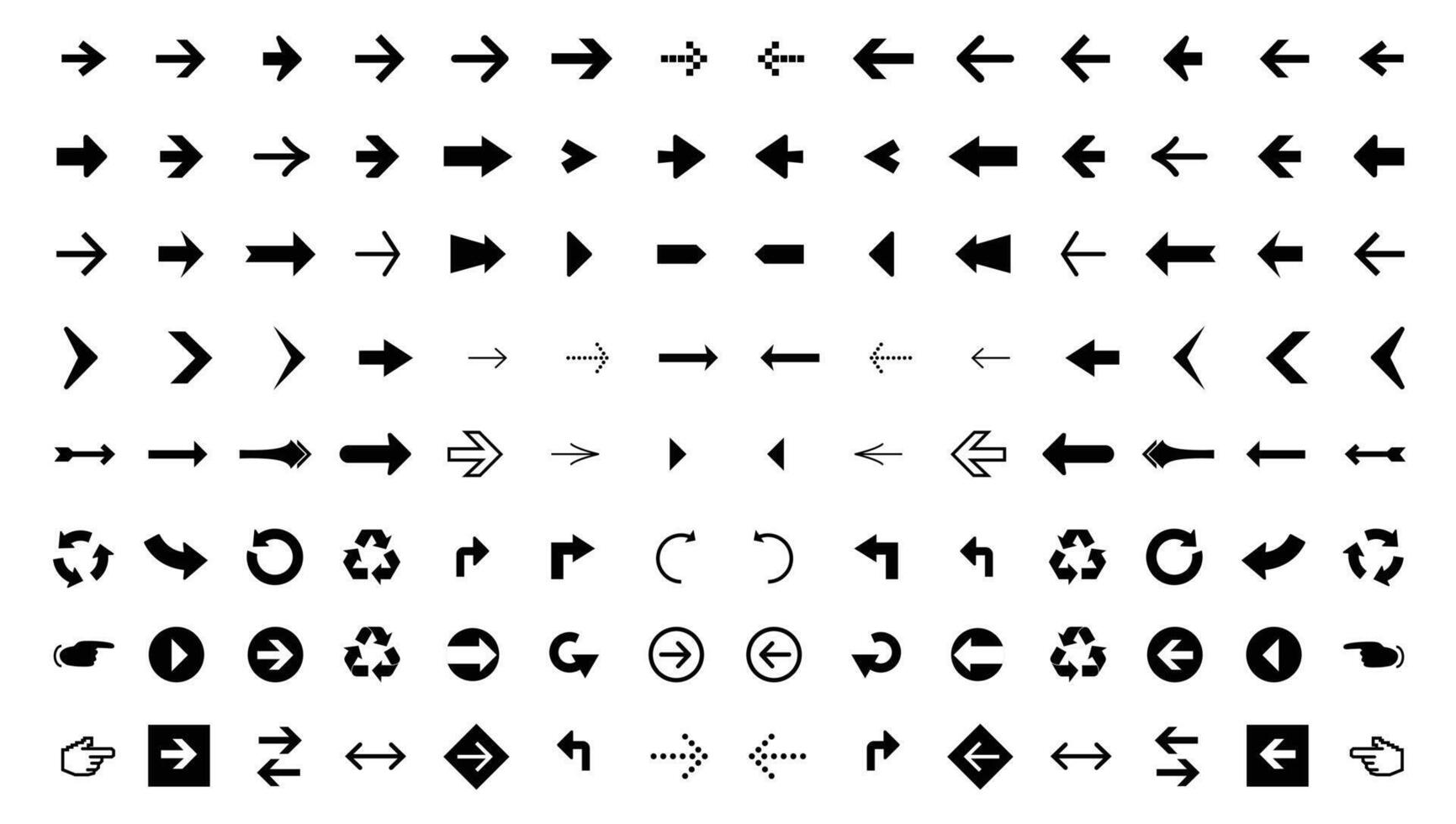 Set of arrow icons art illustration. Collection black and white icons isolated on white background. vector