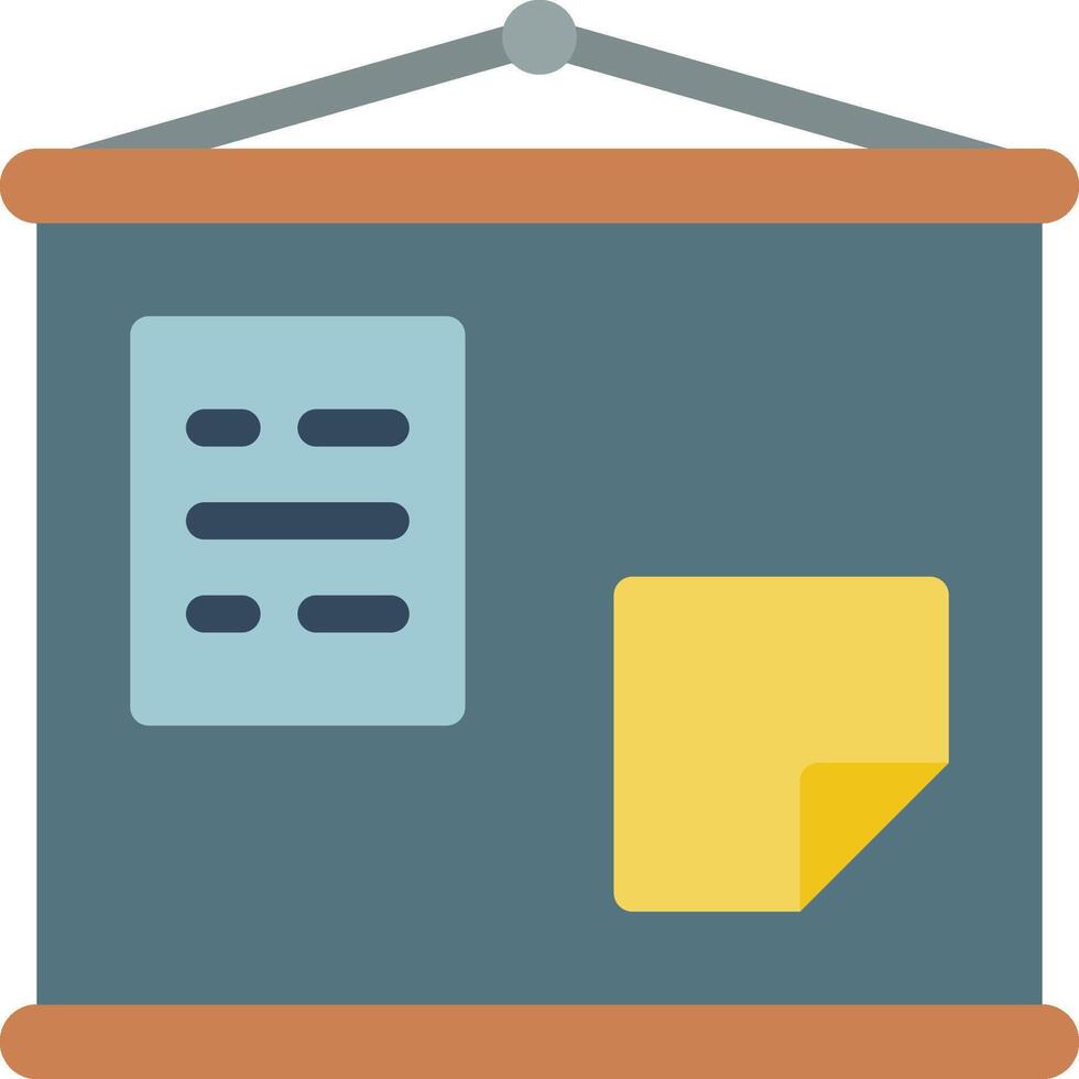 a bulletin board with a yellow sticky note on it vector