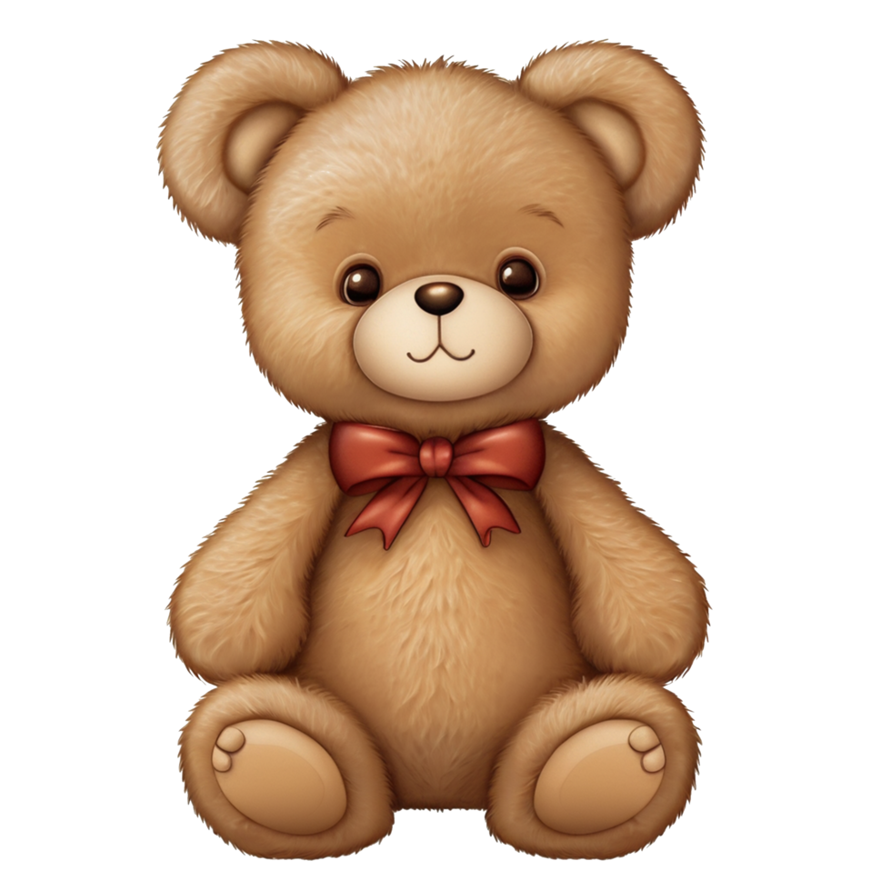 A teddy bear with a red bow on its head png