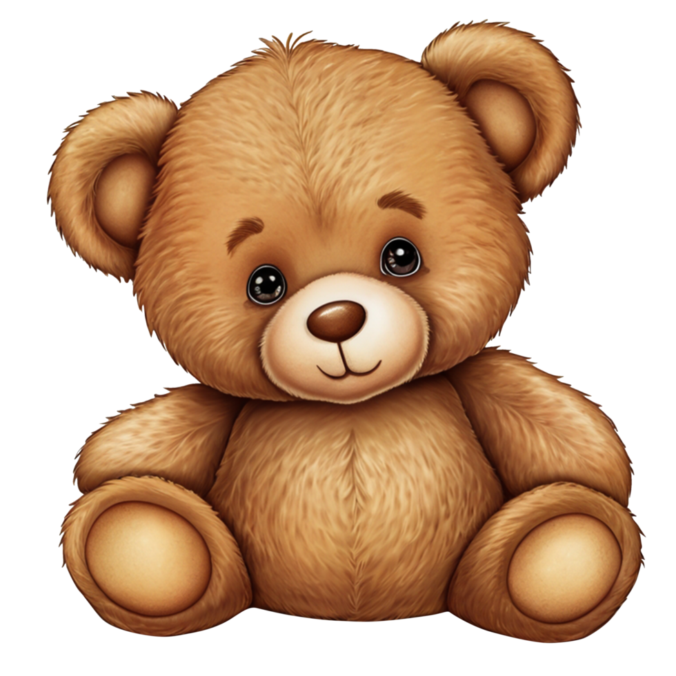A brown teddy bear sitting on the floor png
