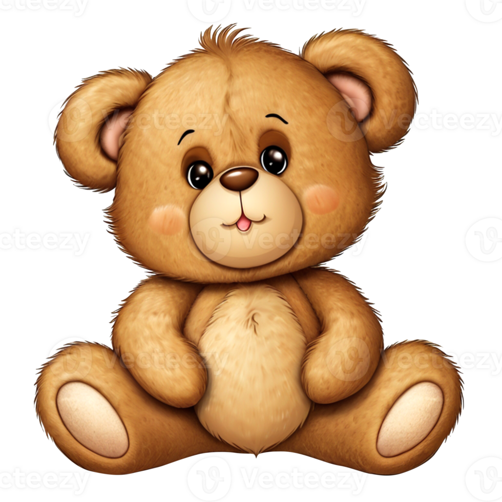 A teddy bear sitting on the floor with a big smile png