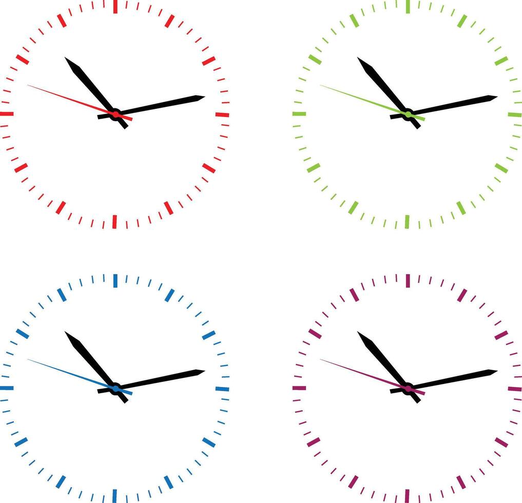 Clocks shapes and colors, clock art illustration vector
