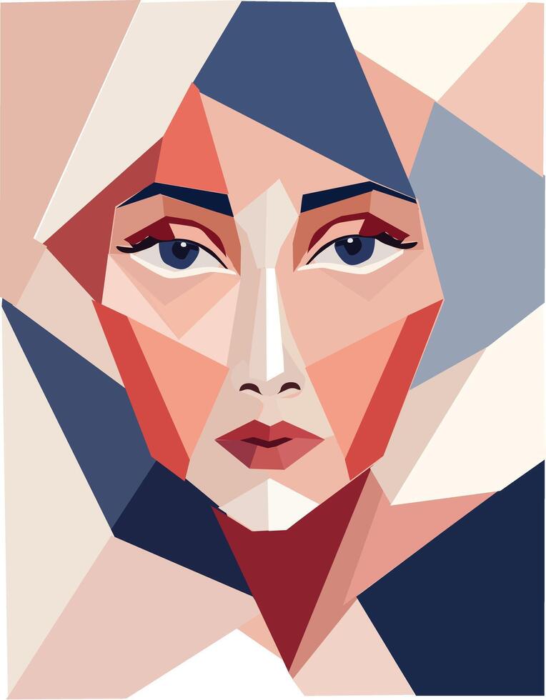 Polygonal girl Face art illustration vector