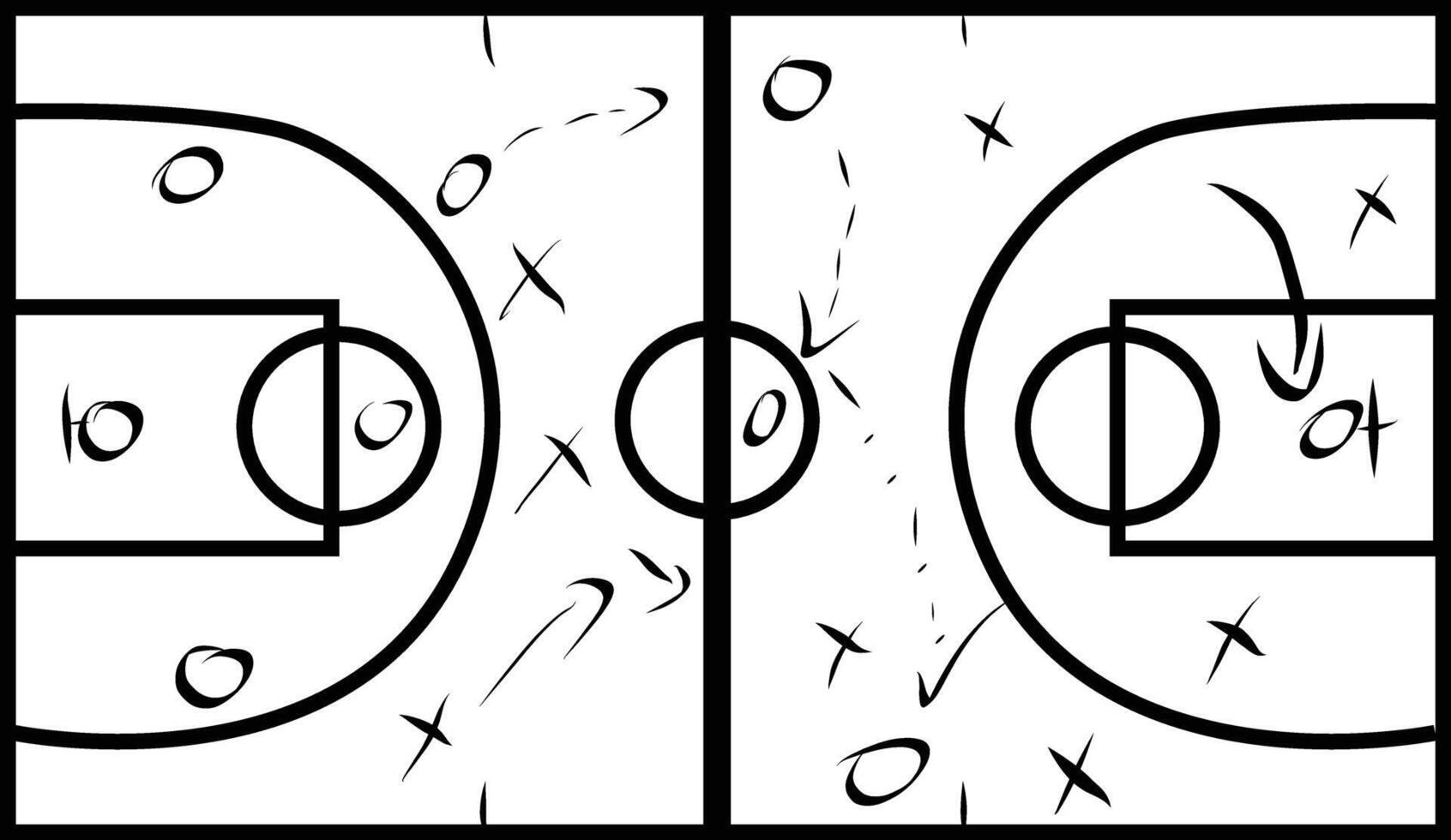 BAsketball court plan, coach board plan vector