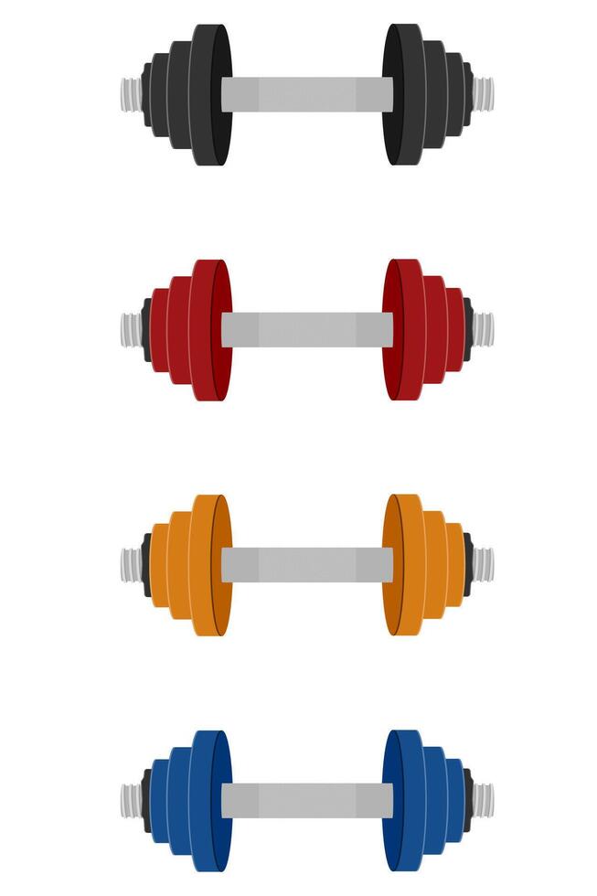 metal dumbbell for muscle building in gym flat style illustration isolation on white background vector