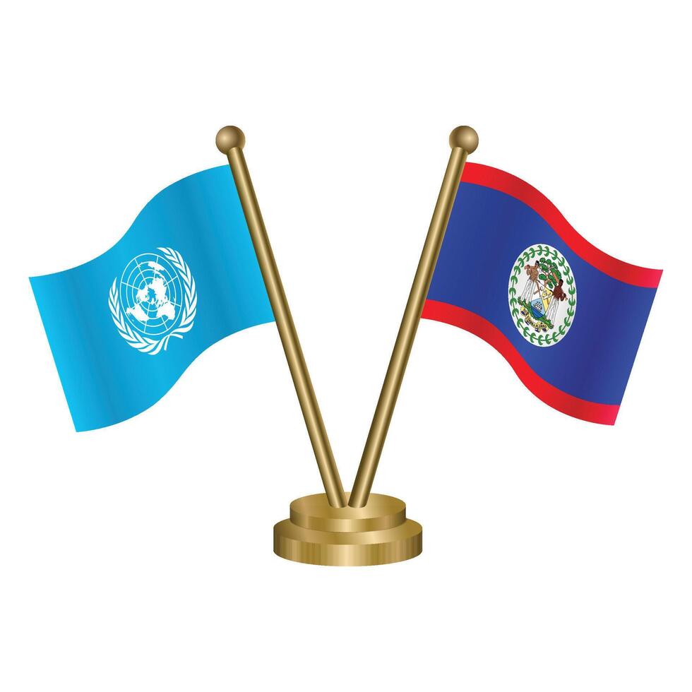 United Nations and Belize table flags vector