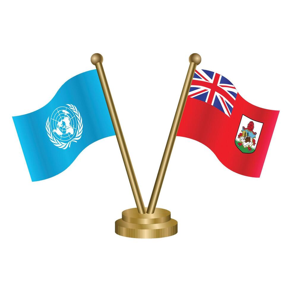 United Nations and Bermuda table flags vector