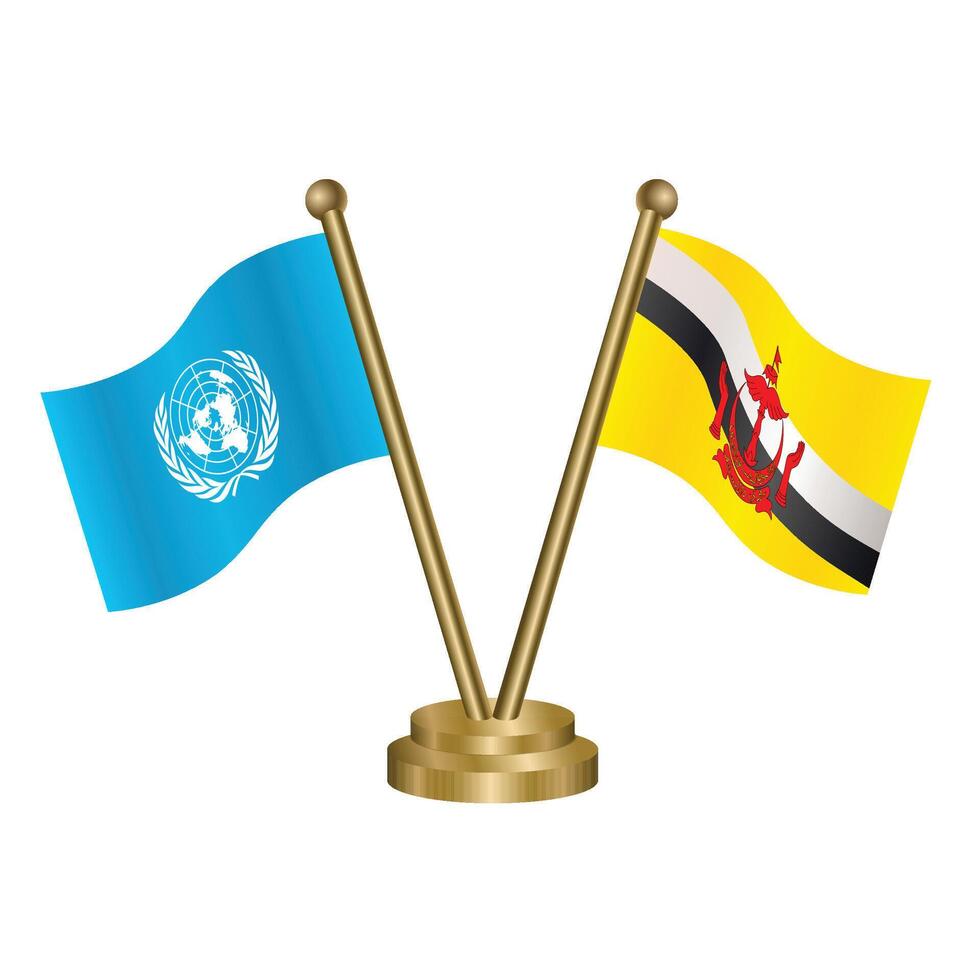 United Nations and Brunei table flags vector
