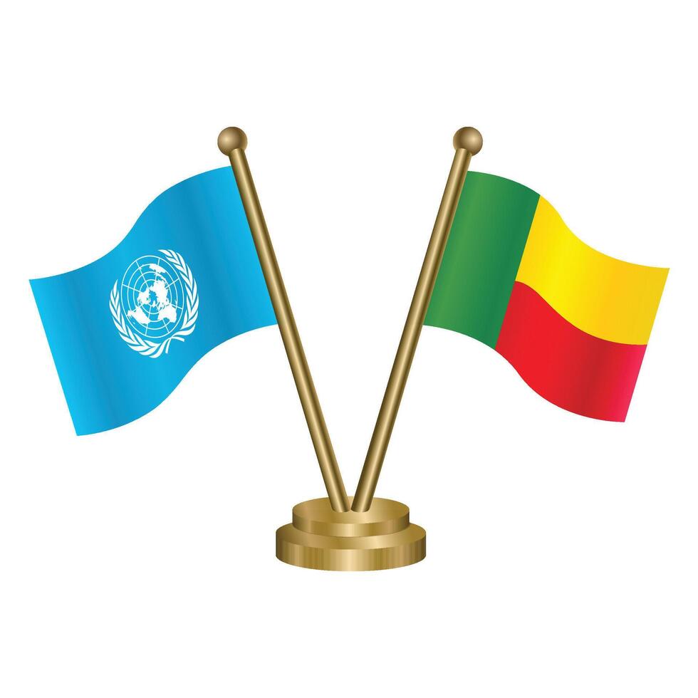 United Nations and Benin table flags vector