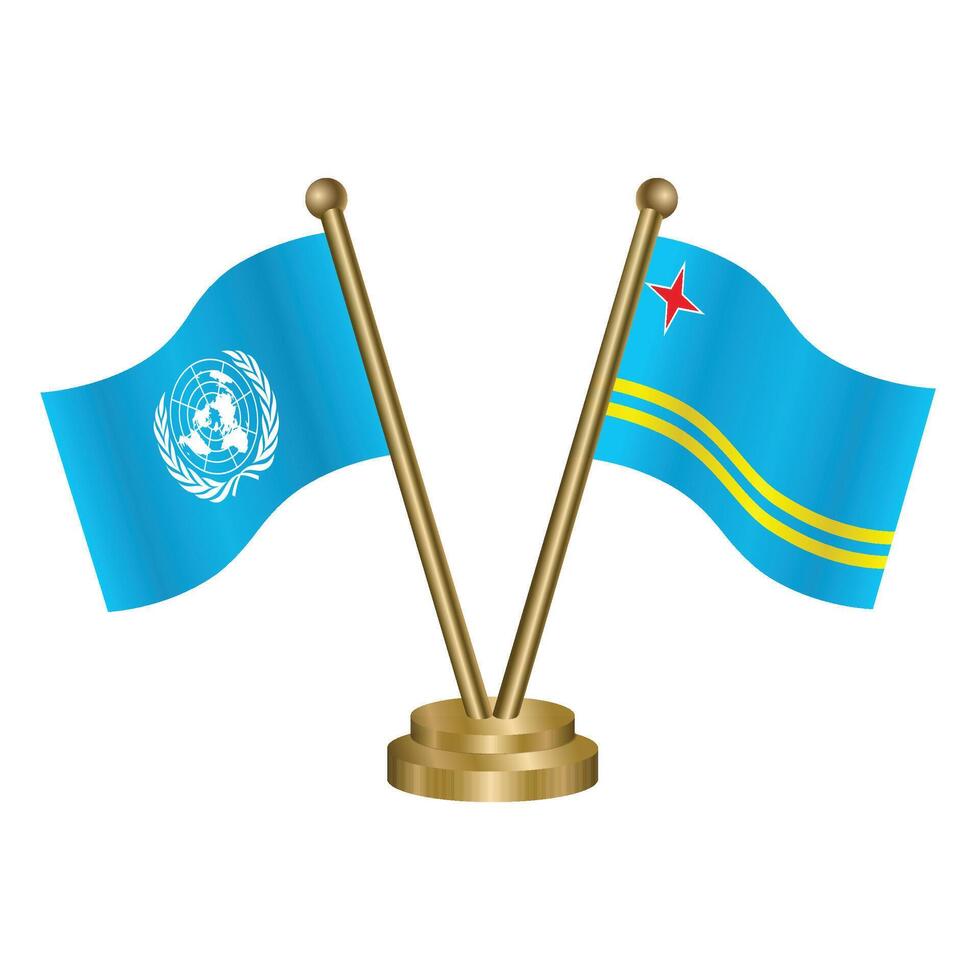 United Nations and Aruba table flags vector