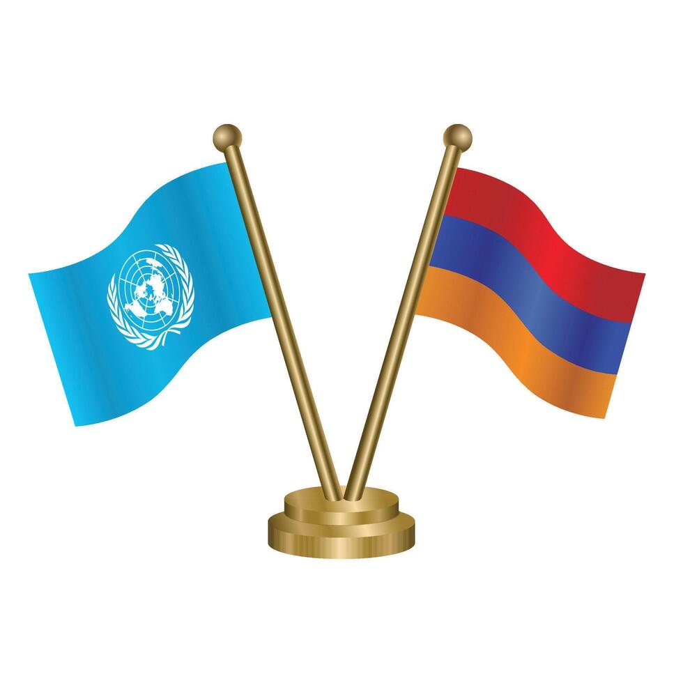 United Nations and Armenia table flags vector