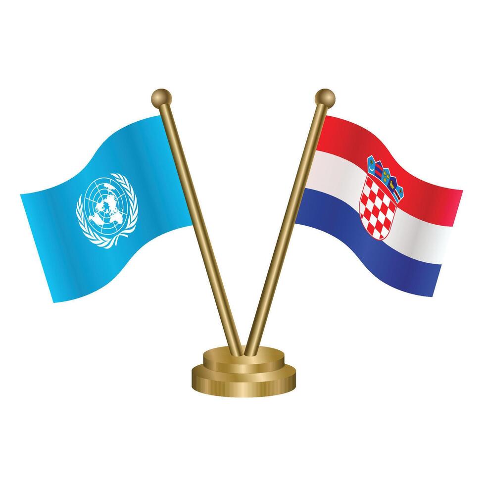 United Nations and Croatia table flags vector