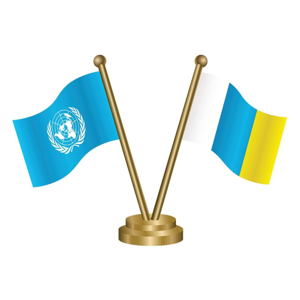 United Nations and Canary Islands table flags vector