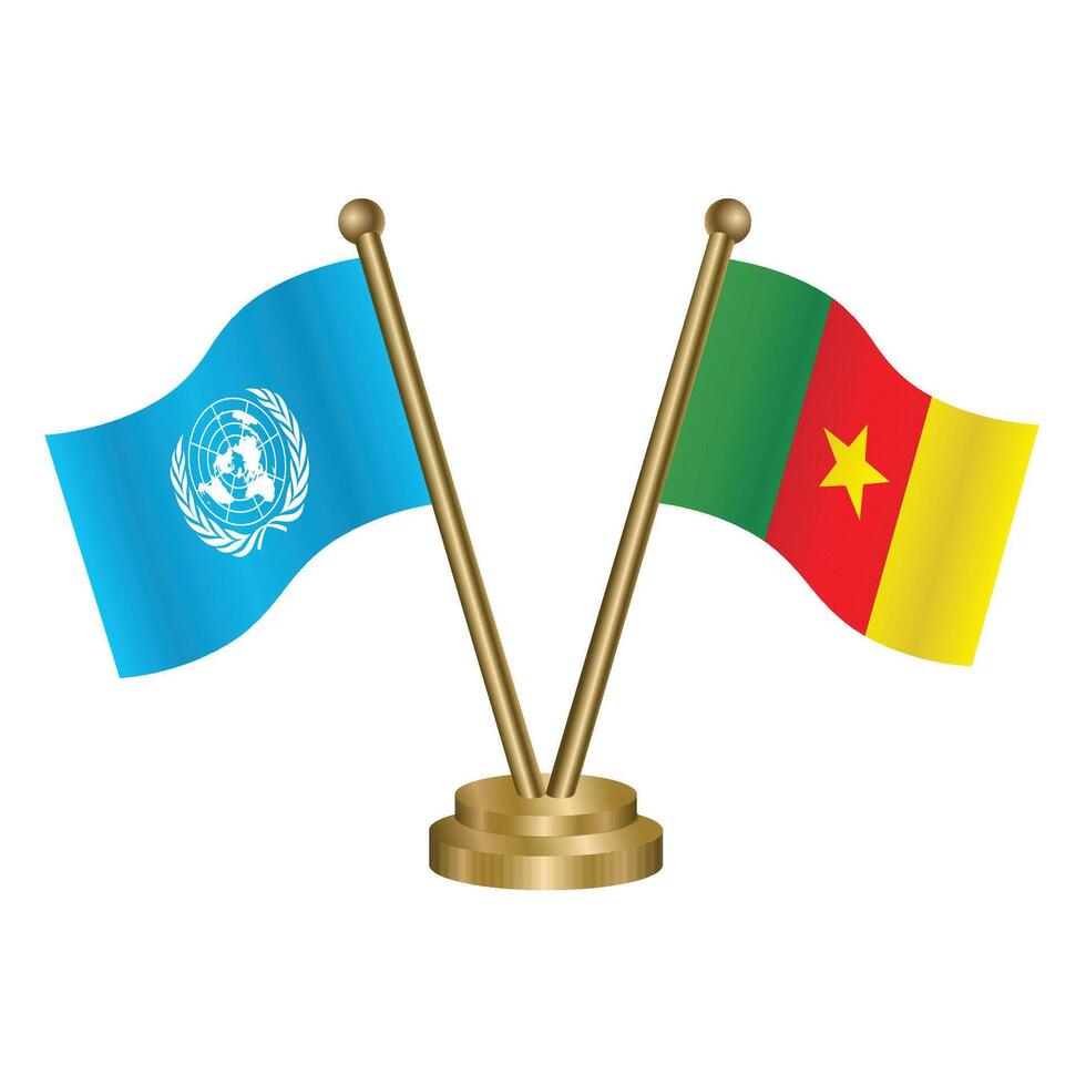 United Nations and Cameroon table flags vector