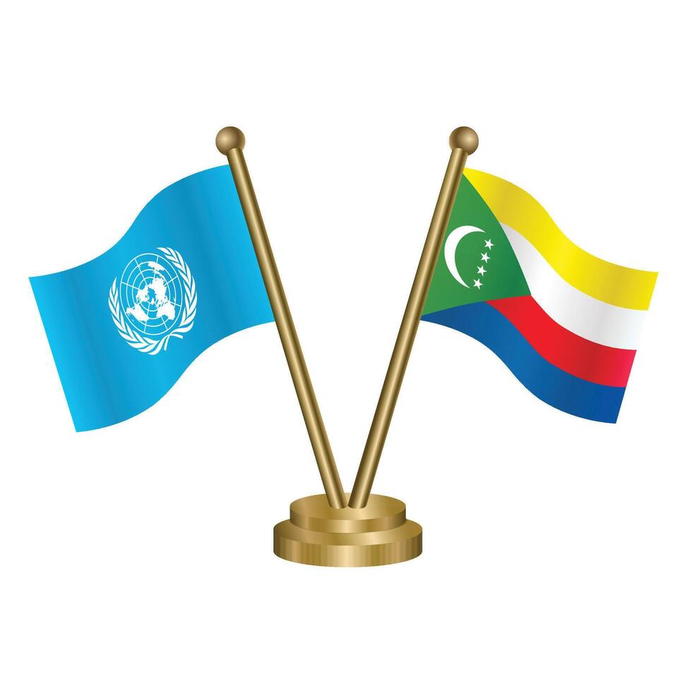 United Nations and Comoros table flags vector
