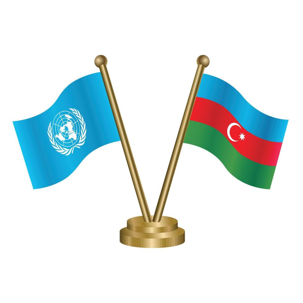 United Nations and Azerbaijan table flags vector