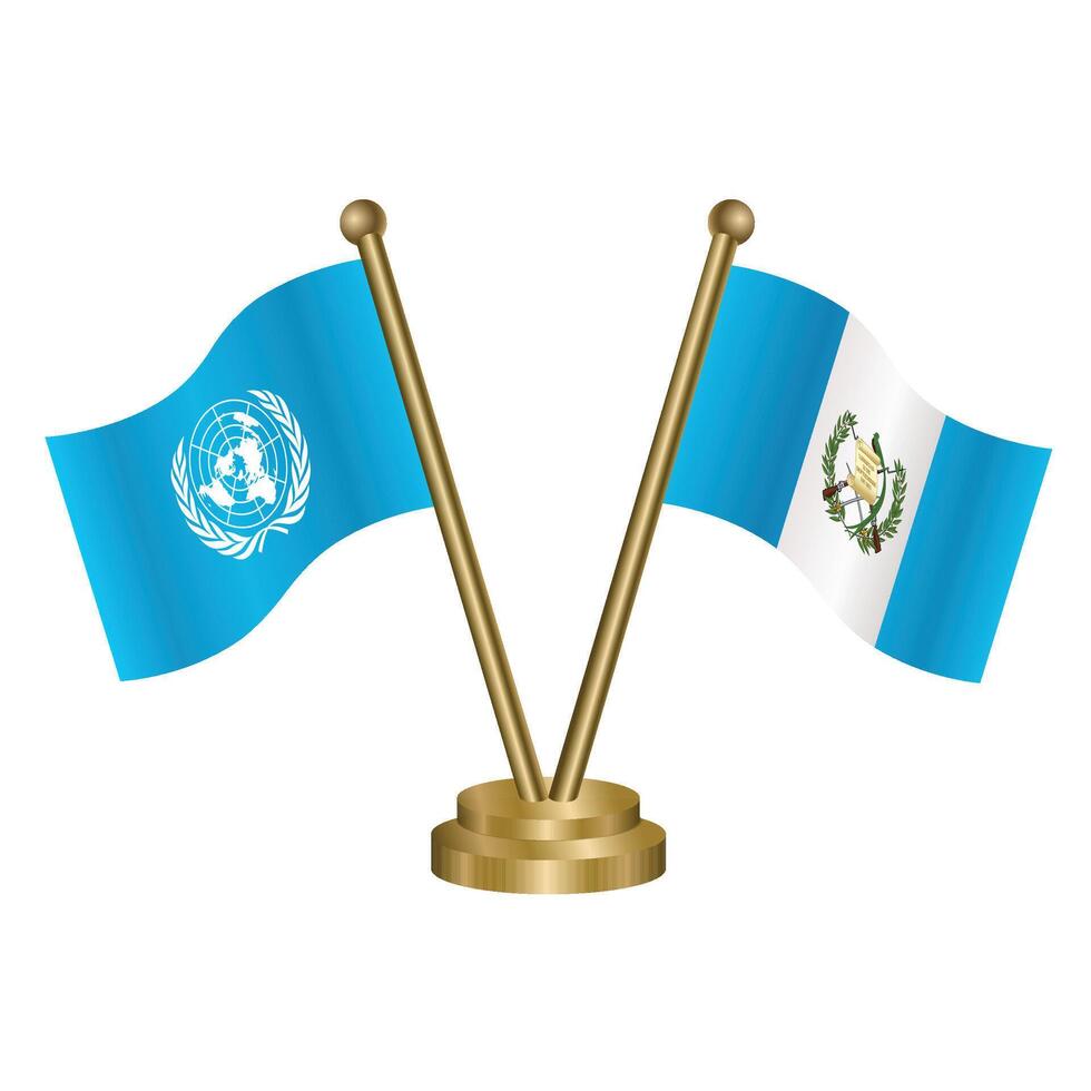 United Nations and Guatemala table flags vector