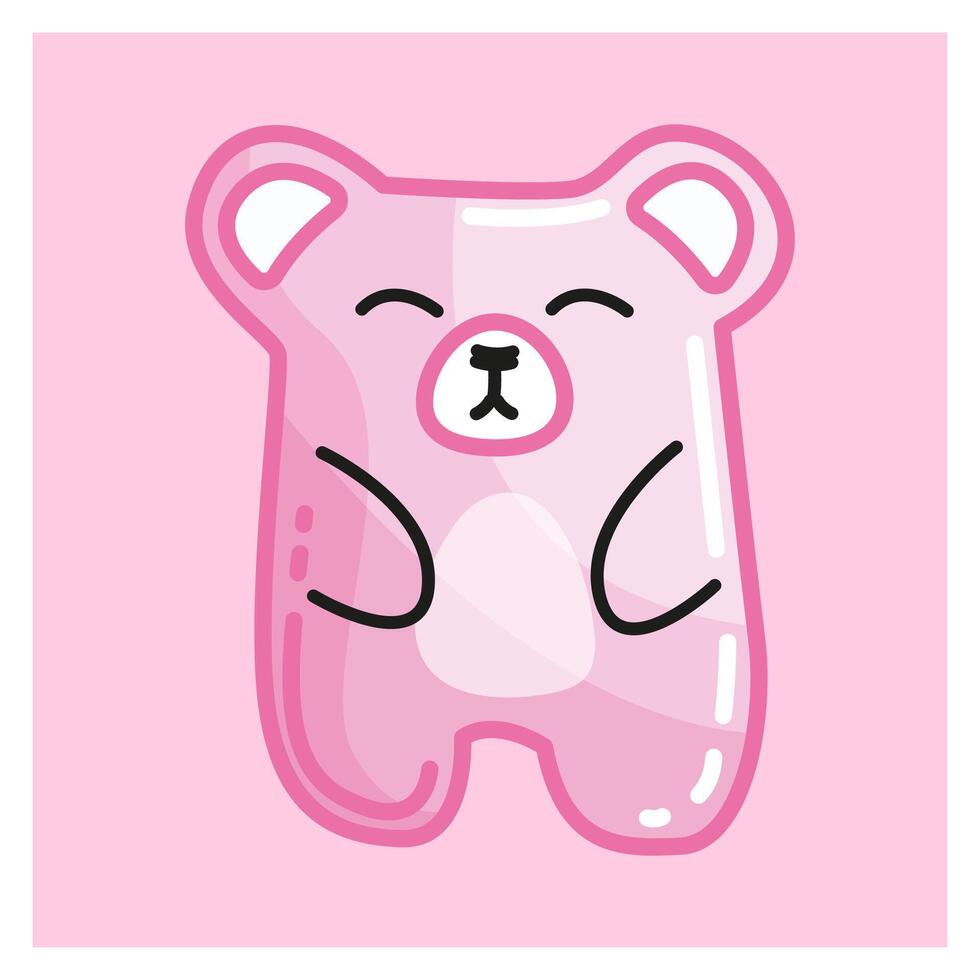 Bear Pinky Orange gummy bear. Cute Jelly bear fruit gummy. isolated illustration. Element for stickers or decor. Animal with smiling character vector