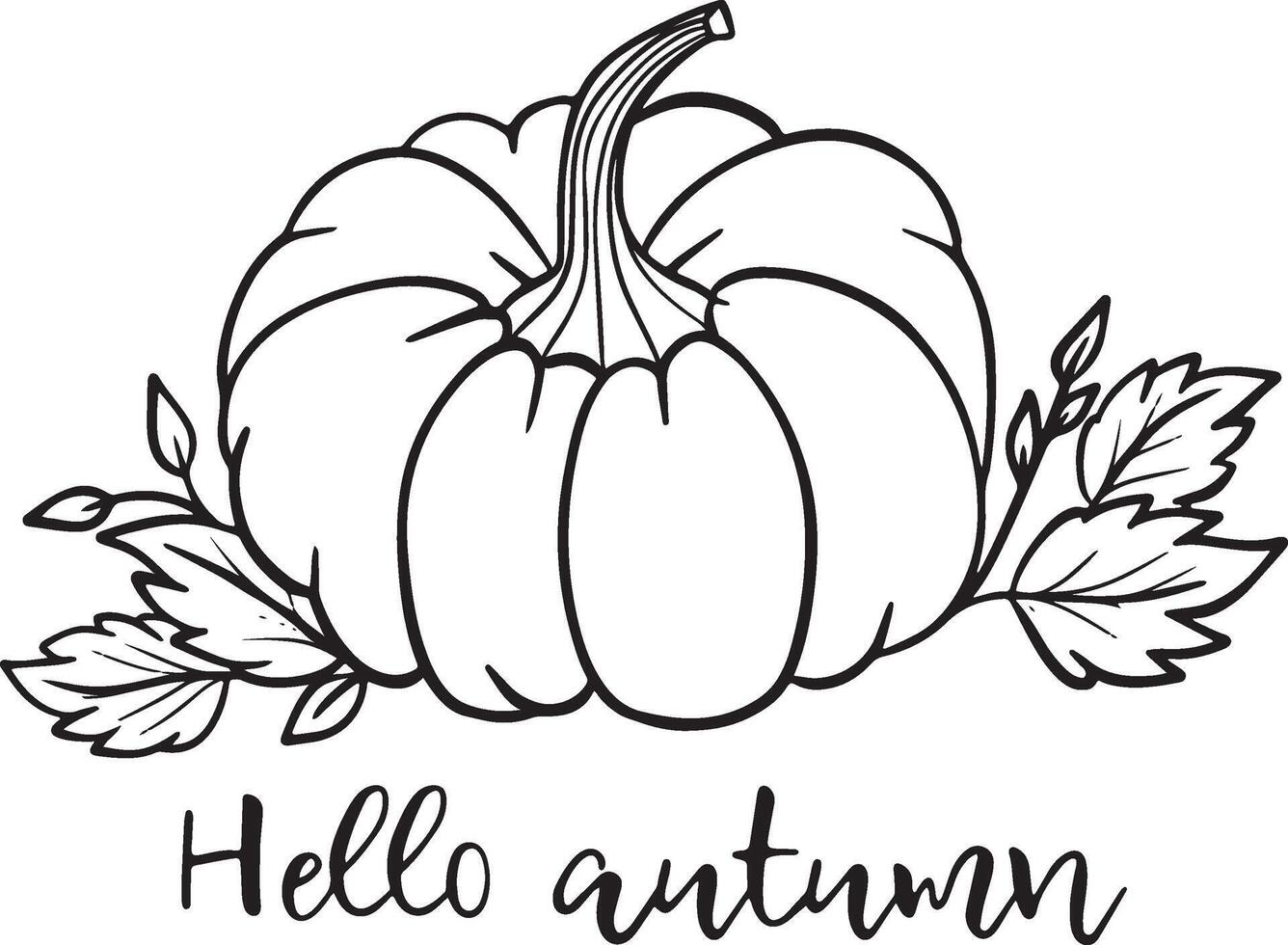 Autumn Harvest Illustration. Seasonal Pumpkin and Maple Leaf Outline Design vector