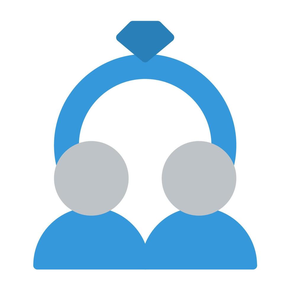 a blue and white icon of two people vector