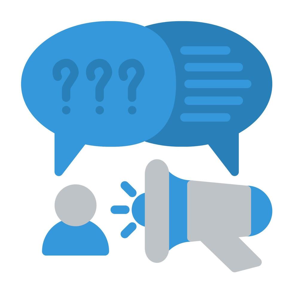 a megaphone with question marks and a person with a question mark vector