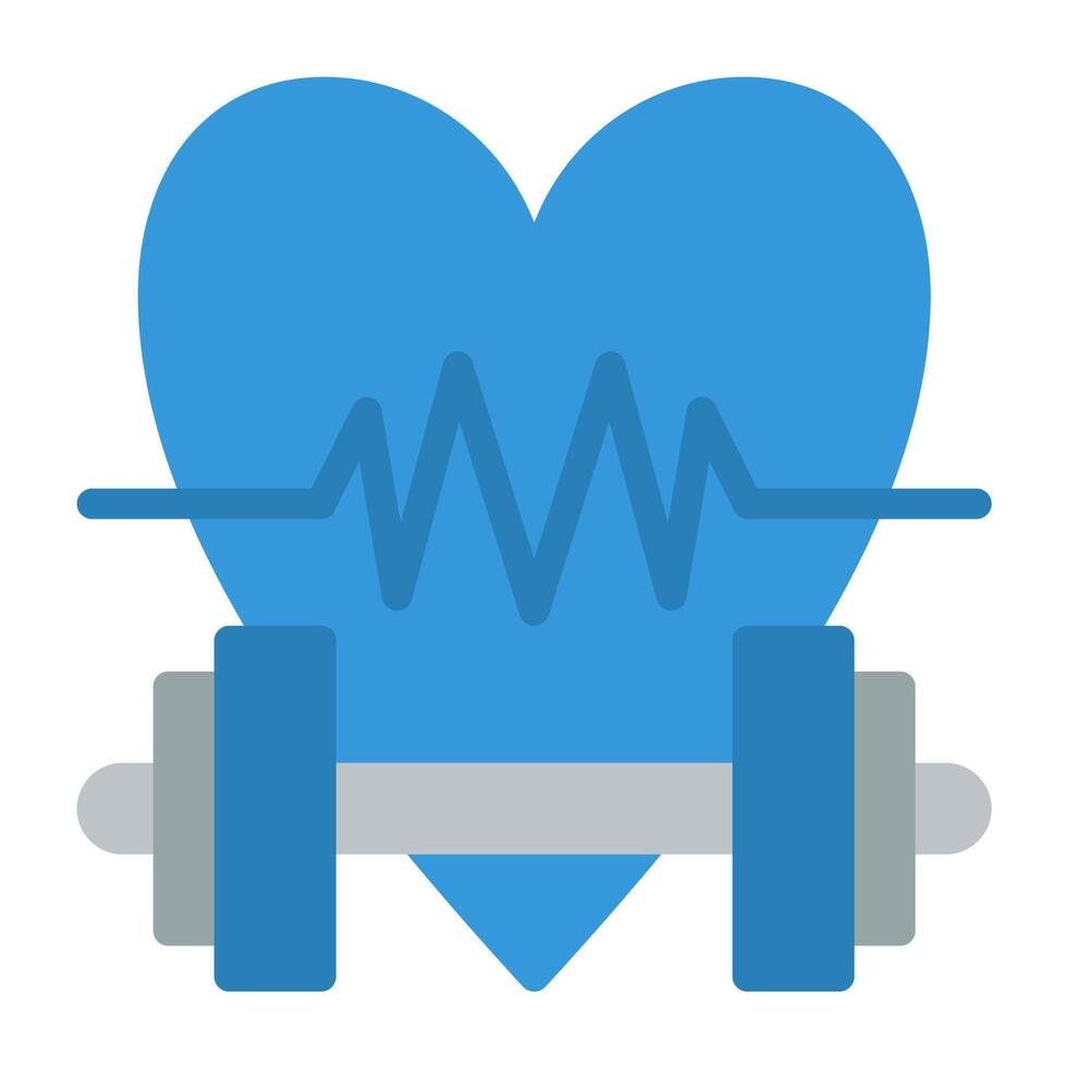 a heart with a barbell and a heartbeat icon vector