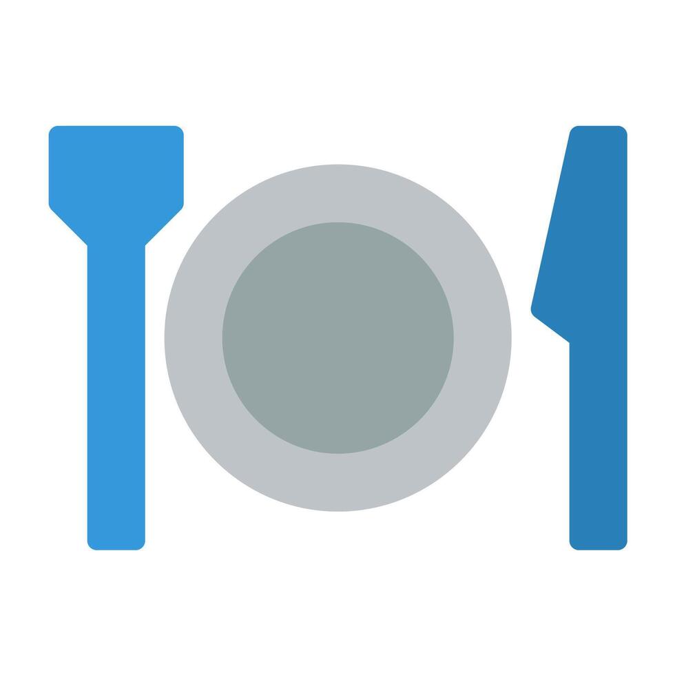 a flat icon of a fork and knife on a plate vector