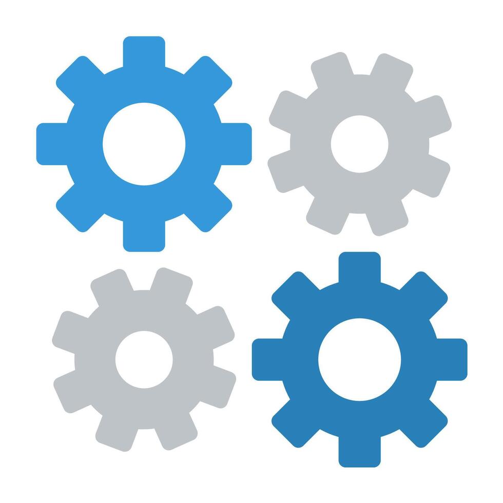 four gears on a white background vector