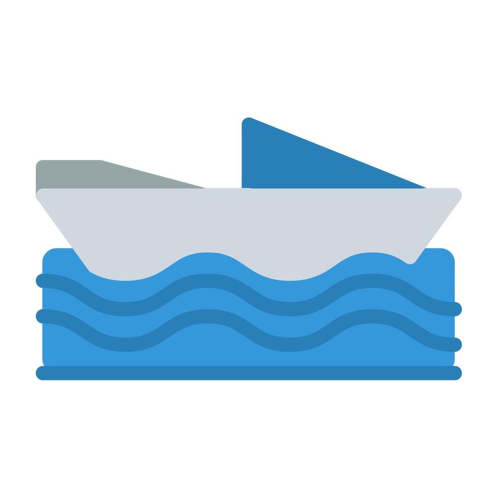a boat floating in the ocean with a blue wave vector