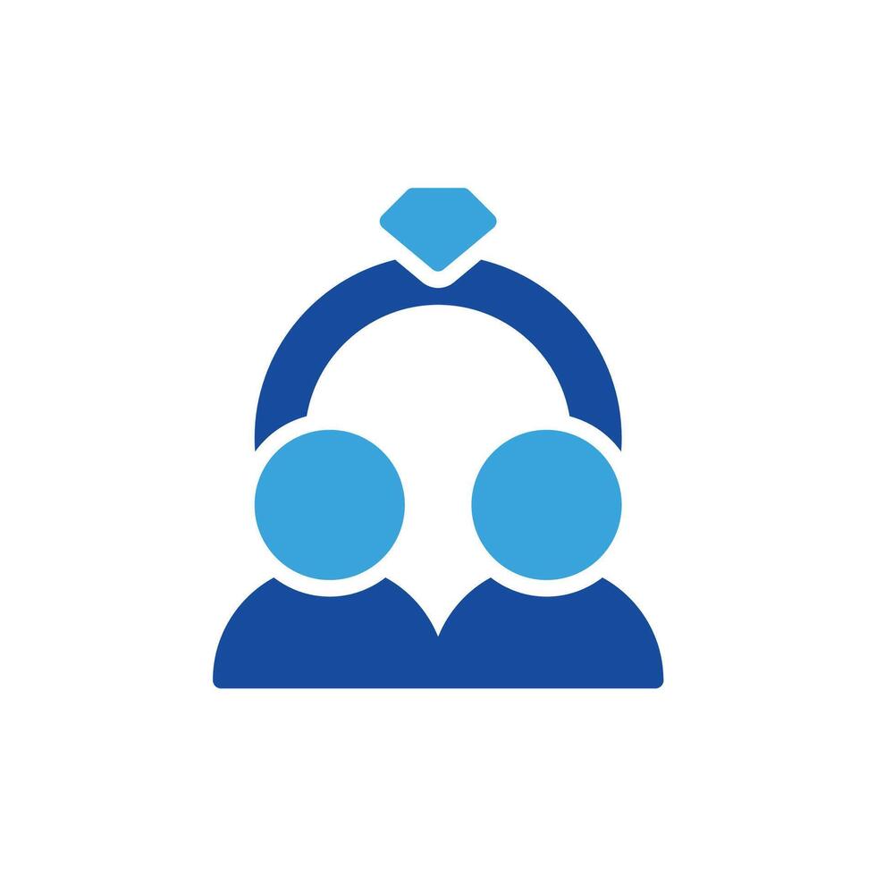 a blue icon of two people with a diamond vector