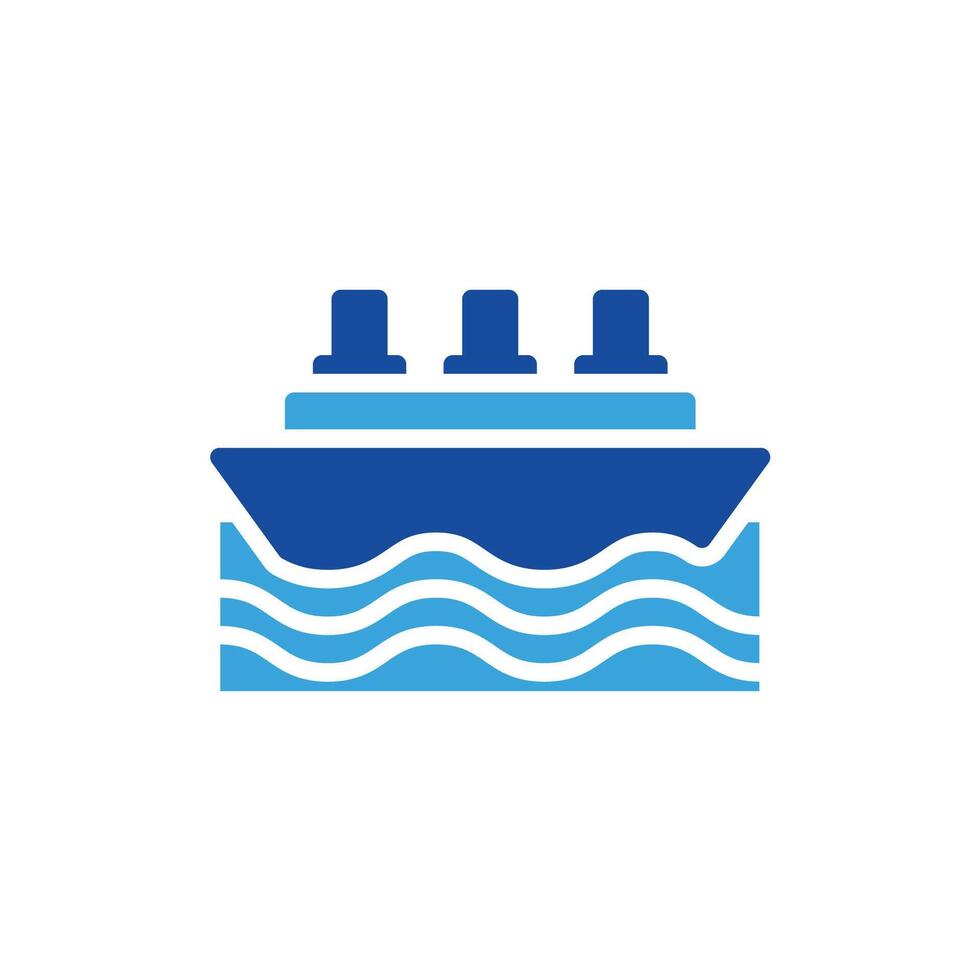 a blue and white ship icon on a white background vector