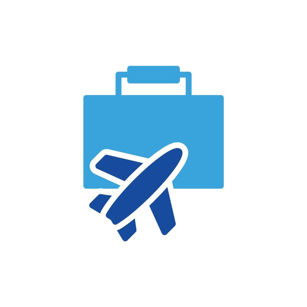 a blue suitcase with an airplane on it vector