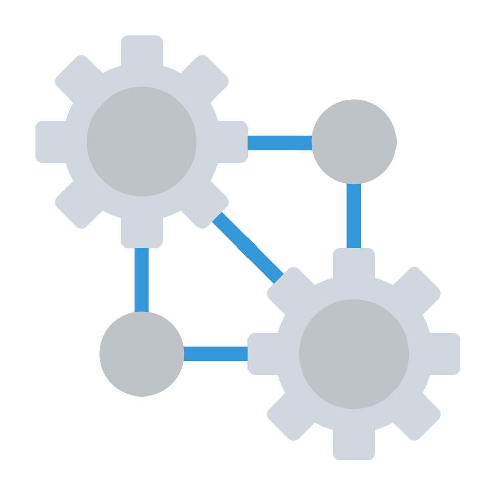 a flat icon of two gears connected to each other vector