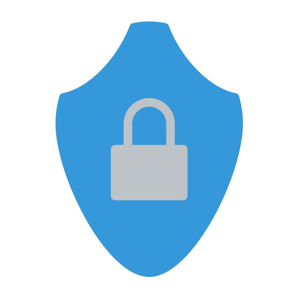 a blue shield with a lock on it vector