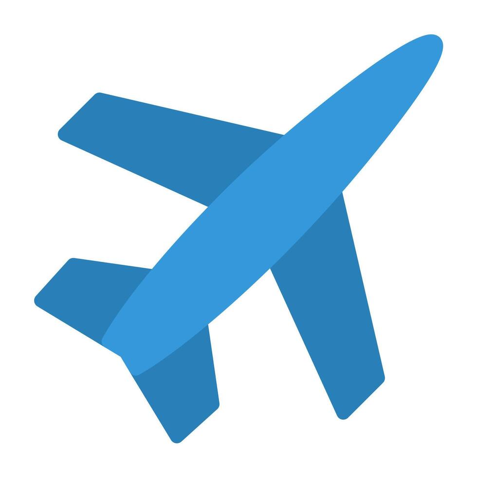 a blue airplane icon on a white background vector