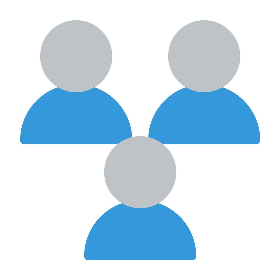 three people with blue and gray icons vector