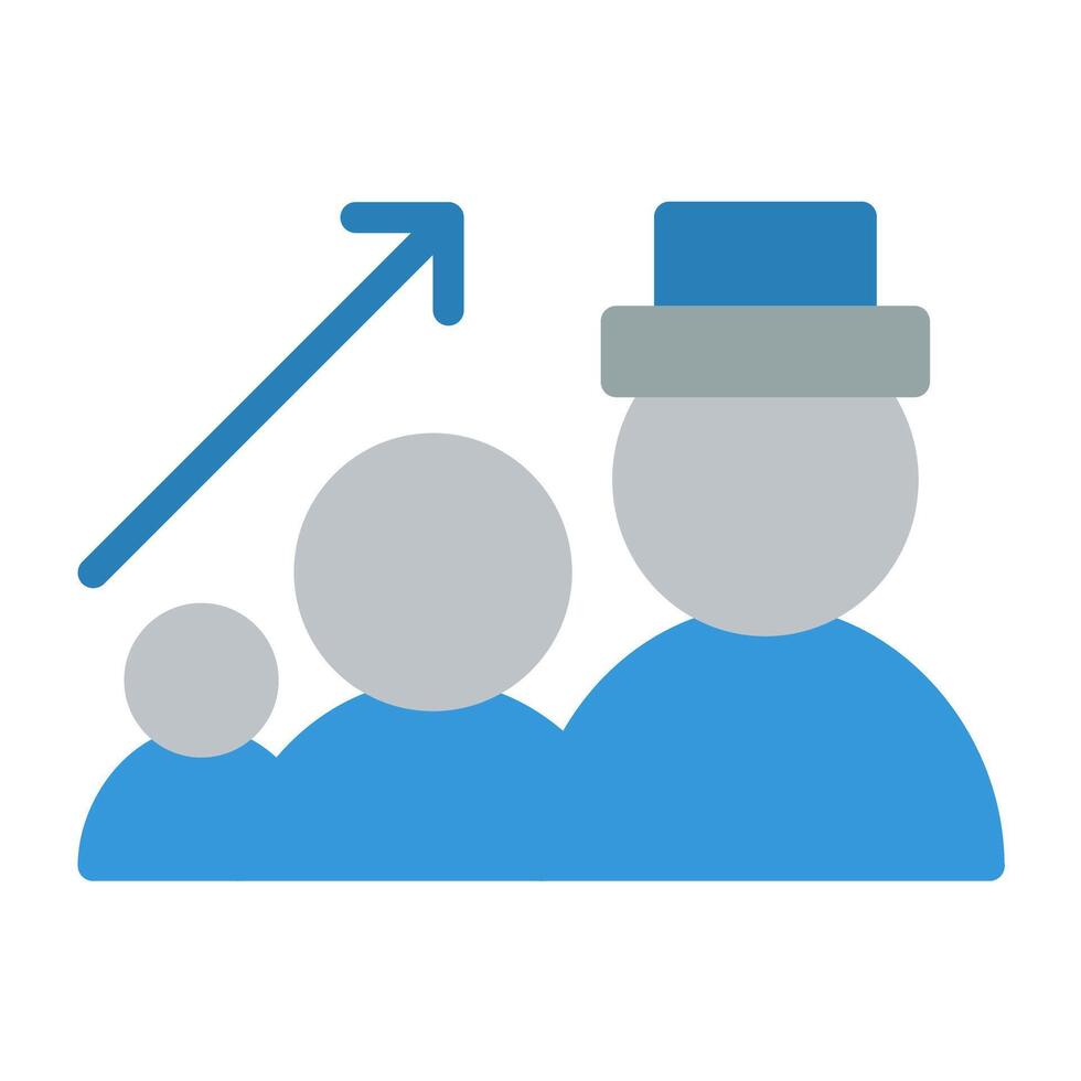 a person with a hat and a person with a blue arrow vector