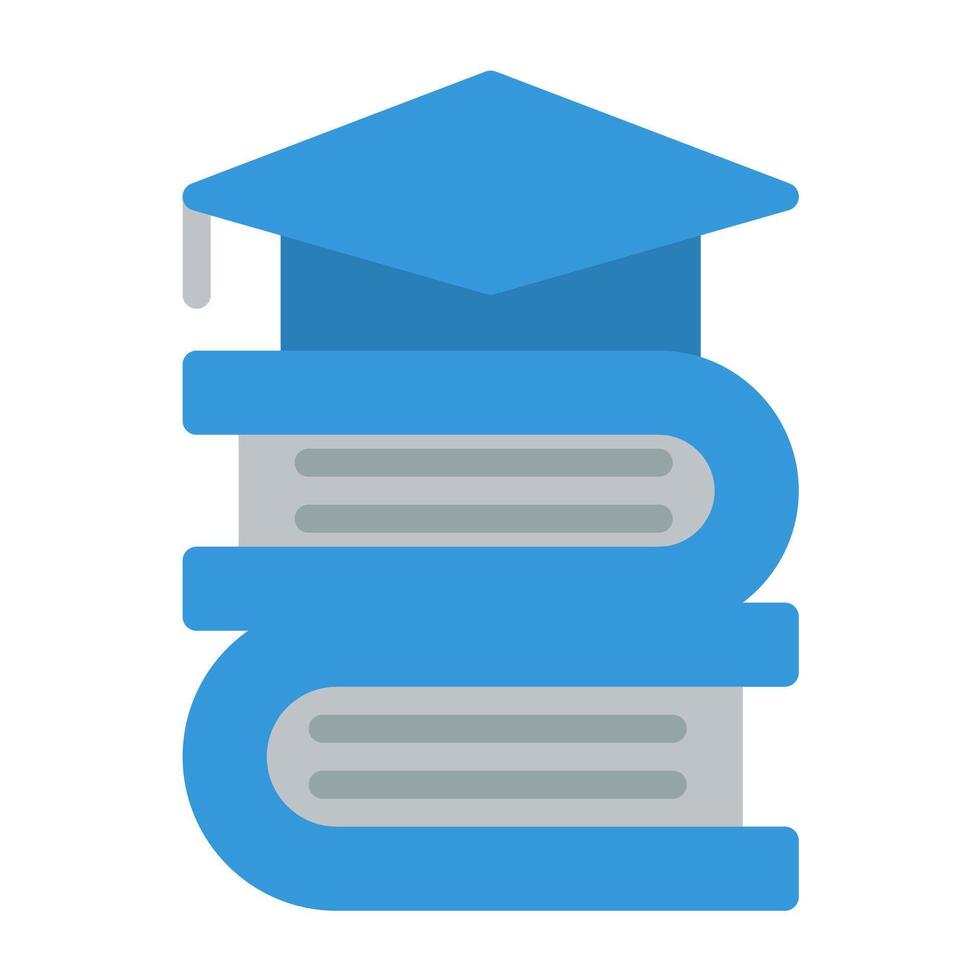 a stack of books with a graduation cap on top vector