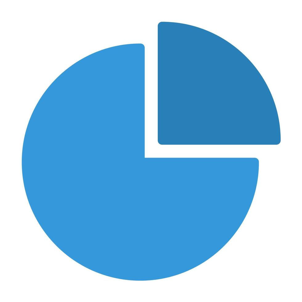 a blue pie chart with a white background vector