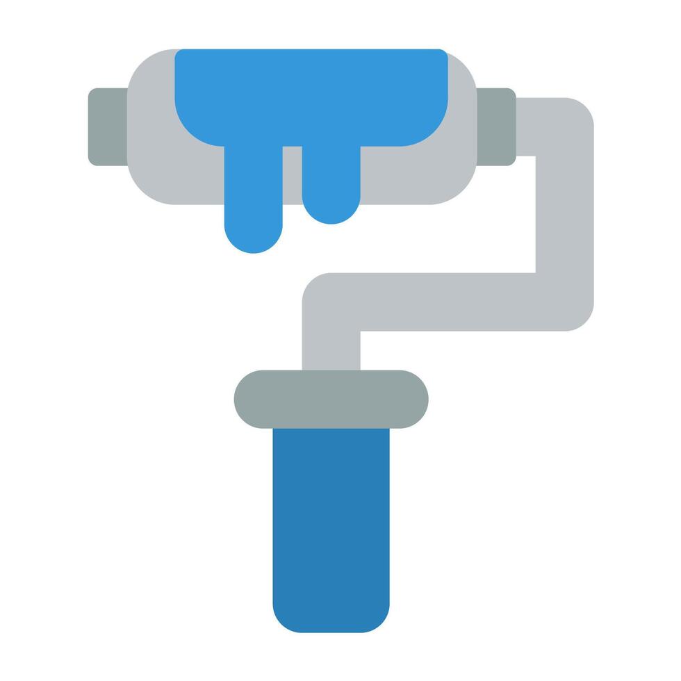 a paint roller with a blue paint on it vector