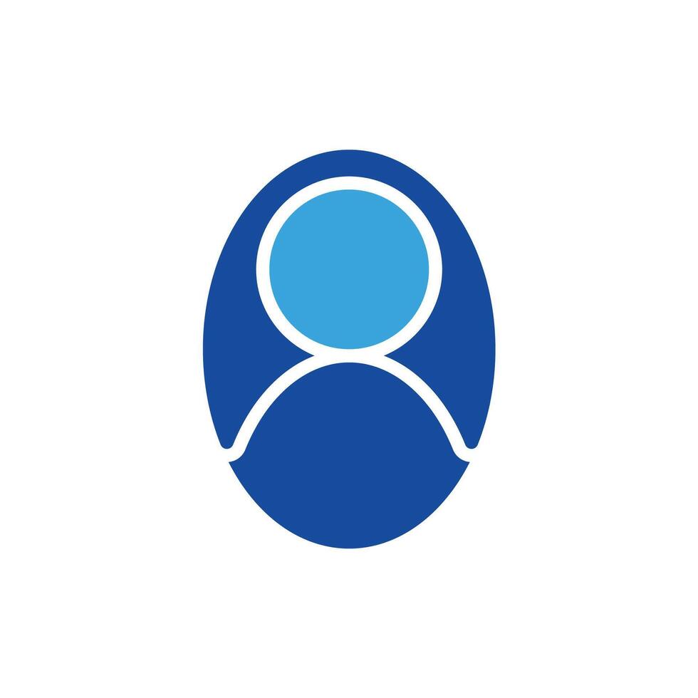 a blue person icon with a circle around it vector
